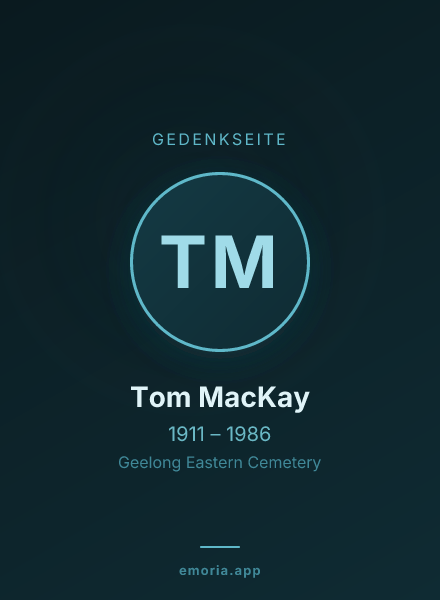 Gedenkportrait von Tom MacKay