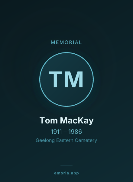 Memorial portrait of Tom MacKay