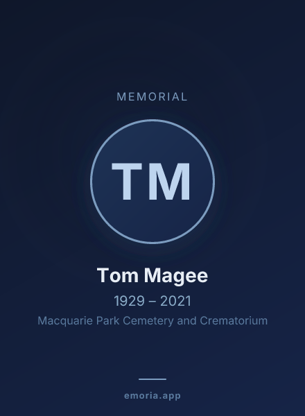 Memorial portrait of Tom Magee