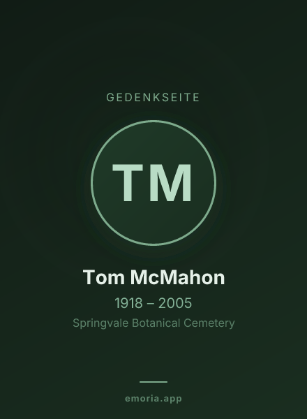 Gedenkportrait von Tom McMahon