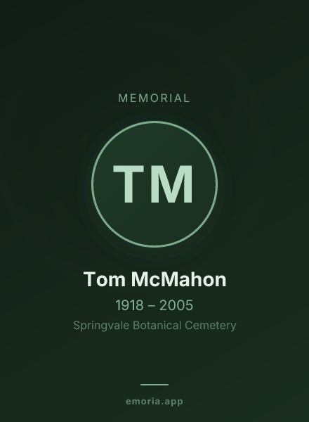 Memorial portrait of Tom McMahon