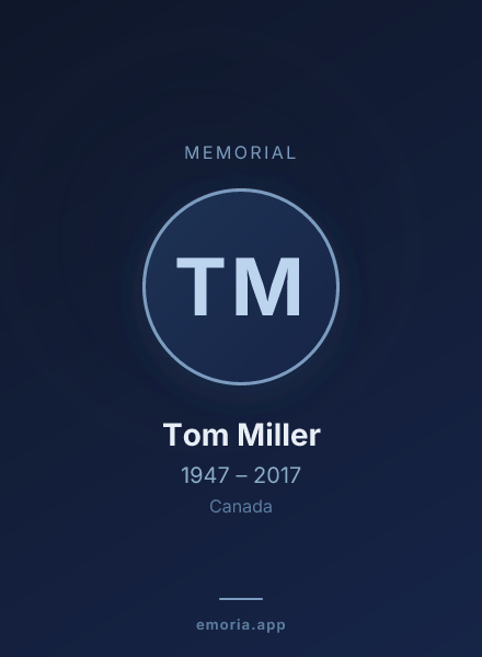 Memorial portrait of Tom Miller