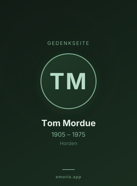 Gedenkportrait von Tom Mordue