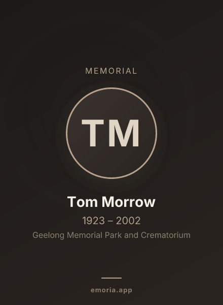Memorial portrait of Tom Morrow