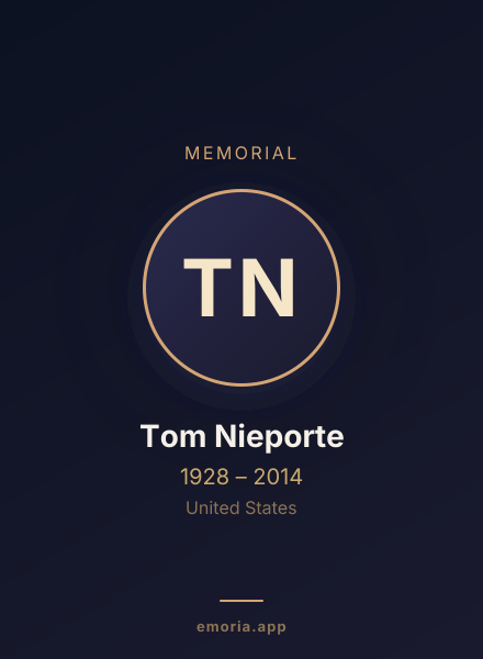 Memorial portrait of Tom Nieporte