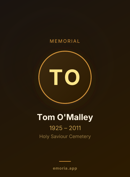 Memorial portrait of Tom O'Malley