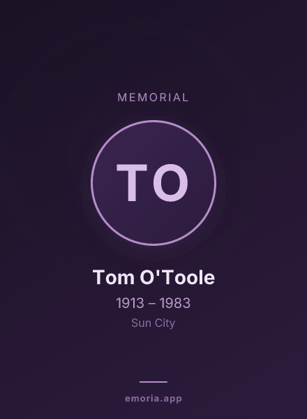 Memorial portrait of Tom O'Toole
