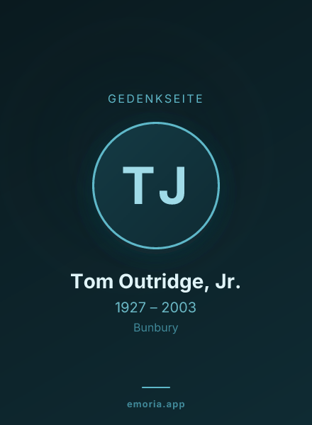 Gedenkportrait von Tom Outridge, Jr.