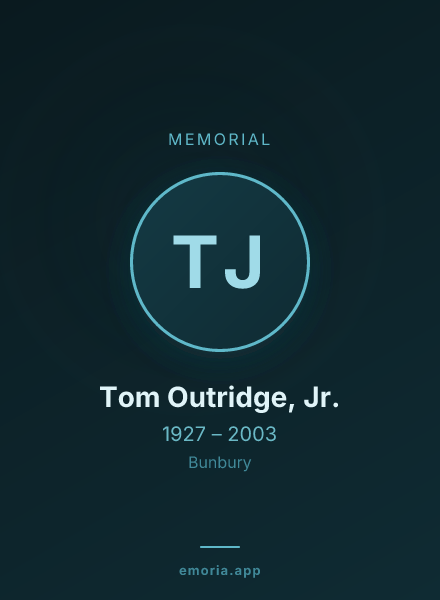 Memorial portrait of Tom Outridge, Jr.