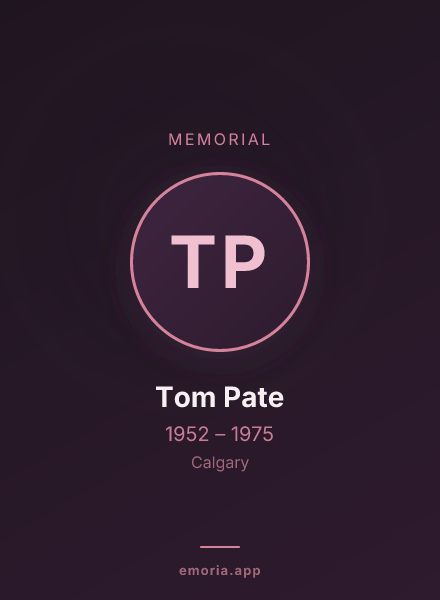 Memorial portrait of Tom Pate