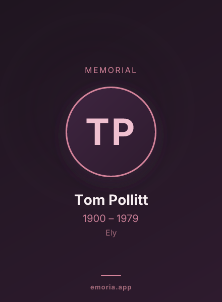 Memorial portrait of Tom Pollitt