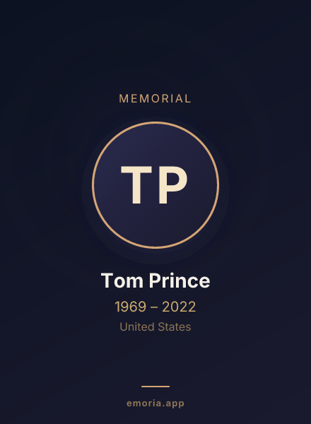 Memorial portrait of Tom Prince