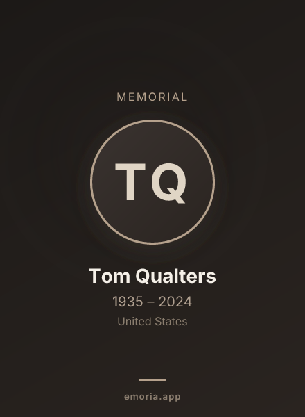 Memorial portrait of Tom Qualters