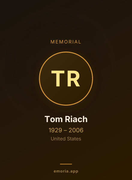 Memorial portrait of Tom Riach