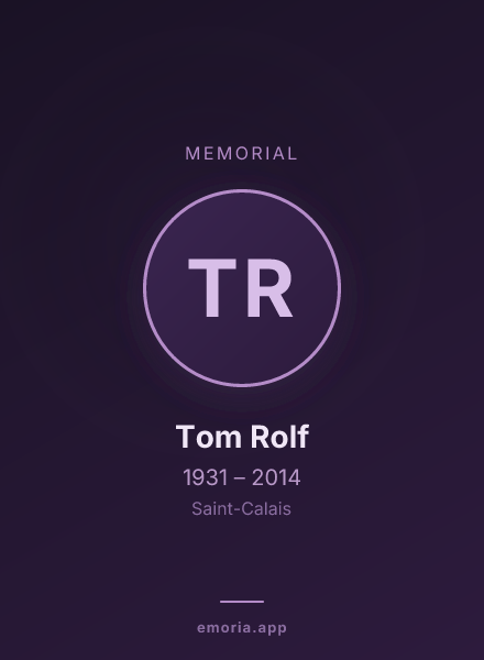Memorial portrait of Tom Rolf