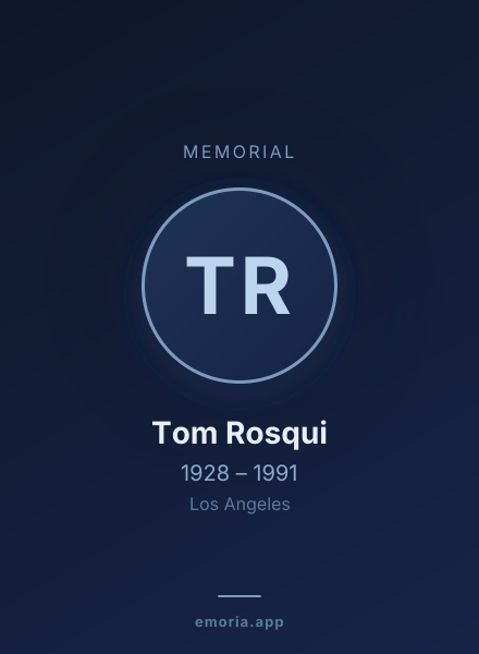 Memorial portrait of Tom Rosqui
