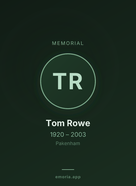 Memorial portrait of Tom Rowe