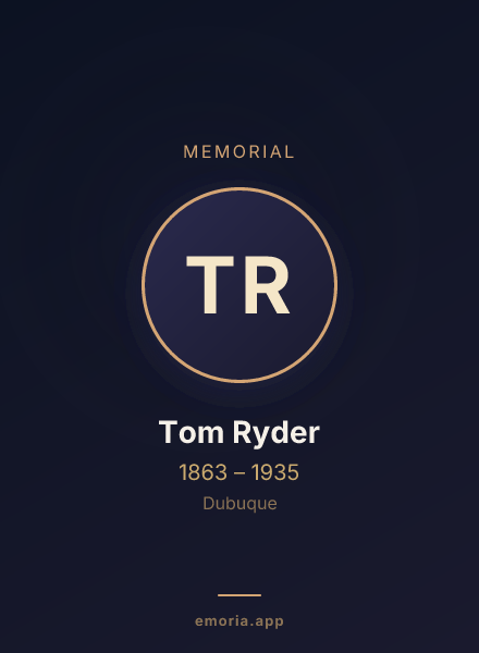 Memorial portrait of Tom Ryder