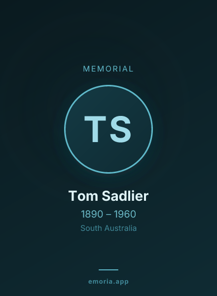 Memorial portrait of Tom Sadlier