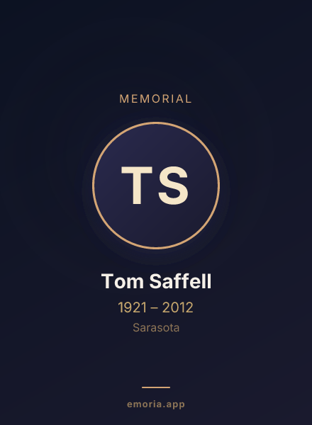 Memorial portrait of Tom Saffell