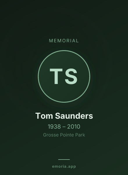 Memorial portrait of Tom Saunders