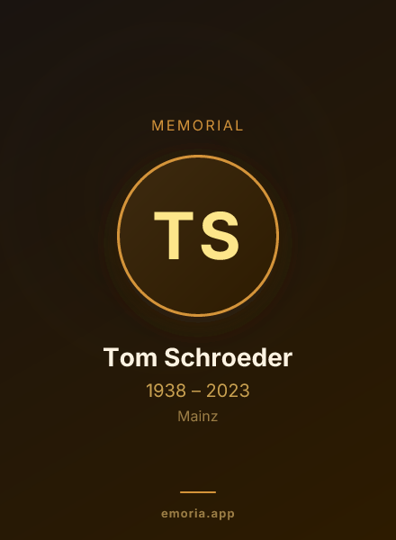 Memorial portrait of Tom Schroeder