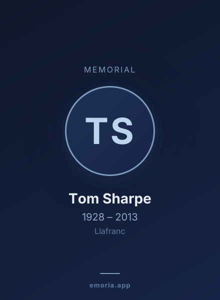 Memorial portrait of Tom Sharpe