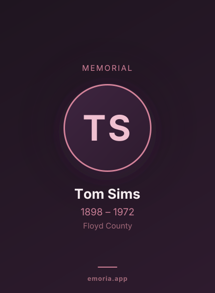 Memorial portrait of Tom Sims