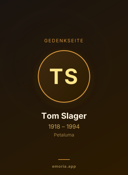 Gedenkportrait von Tom Slager