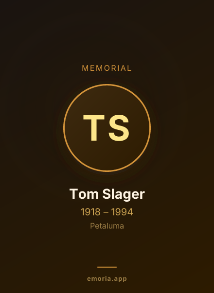 Memorial portrait of Tom Slager