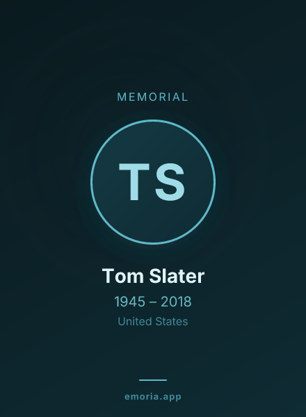 Memorial portrait of Tom Slater