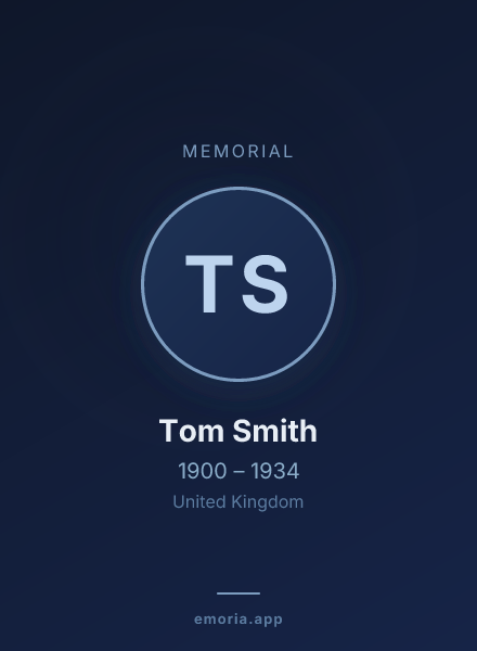 Memorial portrait of Tom Smith