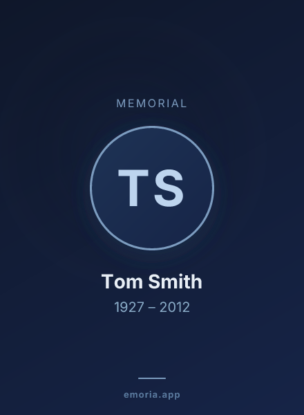 Memorial portrait of Tom Smith