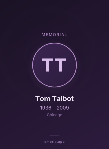 Memorial portrait of Tom Talbot
