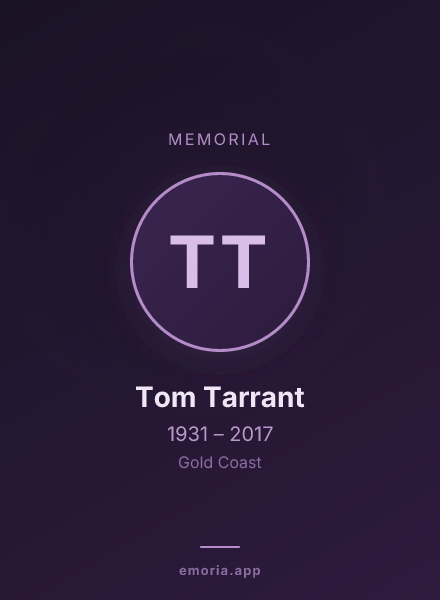 Memorial portrait of Tom Tarrant