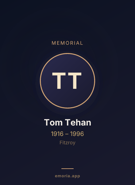 Memorial portrait of Tom Tehan