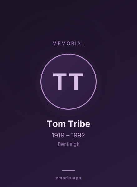 Memorial portrait of Tom Tribe