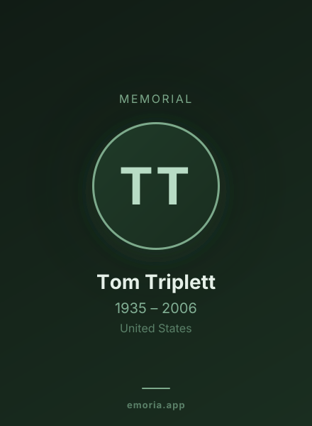 Memorial portrait of Tom Triplett