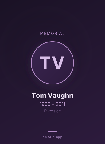 Memorial portrait of Tom Vaughn