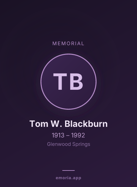 Memorial portrait of Tom W. Blackburn