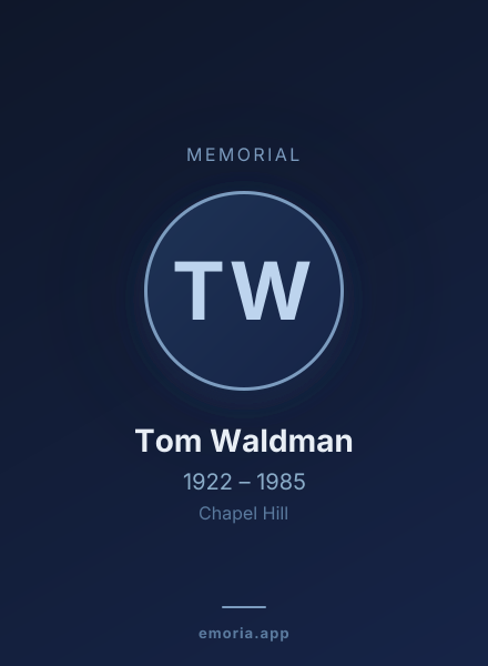 Memorial portrait of Tom Waldman