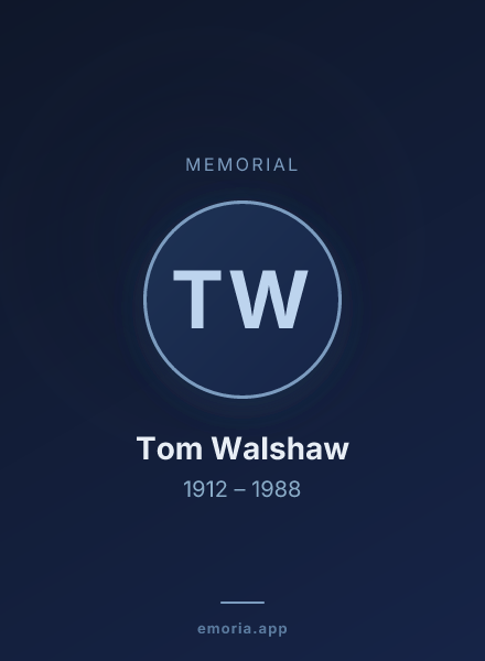 Memorial portrait of Tom Walshaw