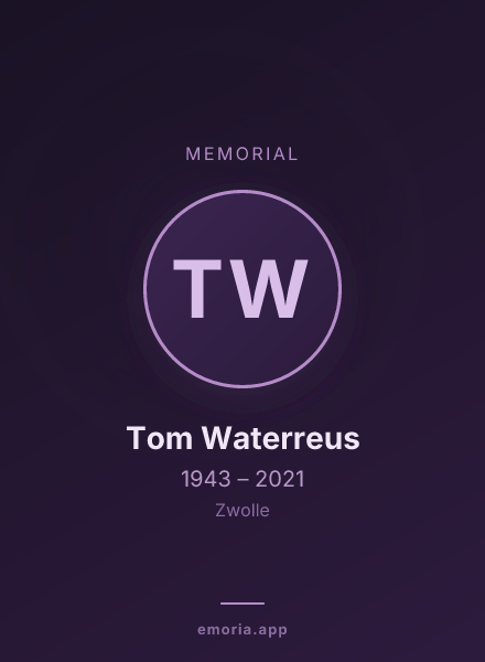 Memorial portrait of Tom Waterreus