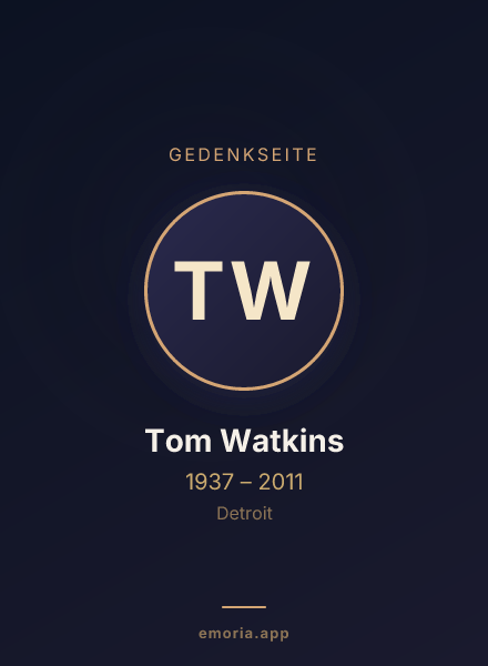 Gedenkportrait von Tom Watkins