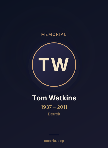Memorial portrait of Tom Watkins