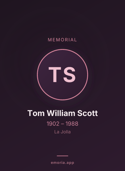 Memorial portrait of Tom William Scott