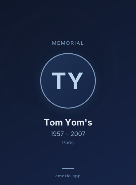 Memorial portrait of Tom Yom's