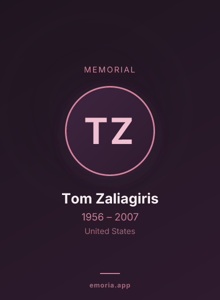 Memorial portrait of Tom Zaliagiris