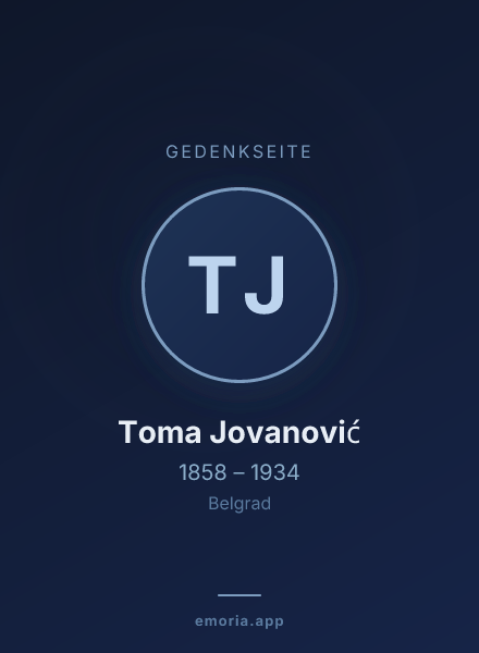 Gedenkportrait von Toma Jovanović