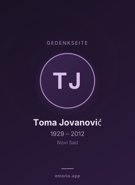 Gedenkportrait von Toma Jovanović